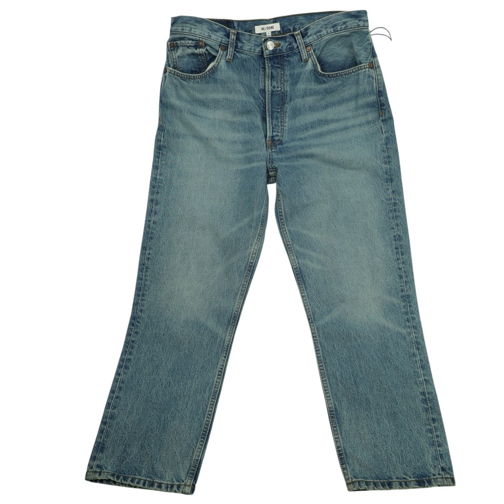 RE/DONE Mid Rise Wide Leg Jeans 31 West Coast Fade NWT Stretch Denim